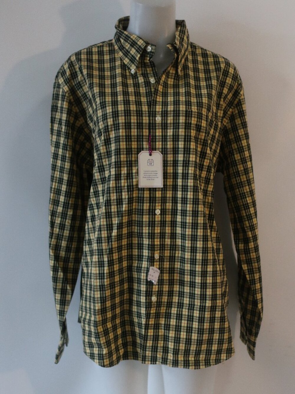 NWT Mens Brooks Brothers Yellow Black (Item-607) Plaid Button The Friday Shirt L